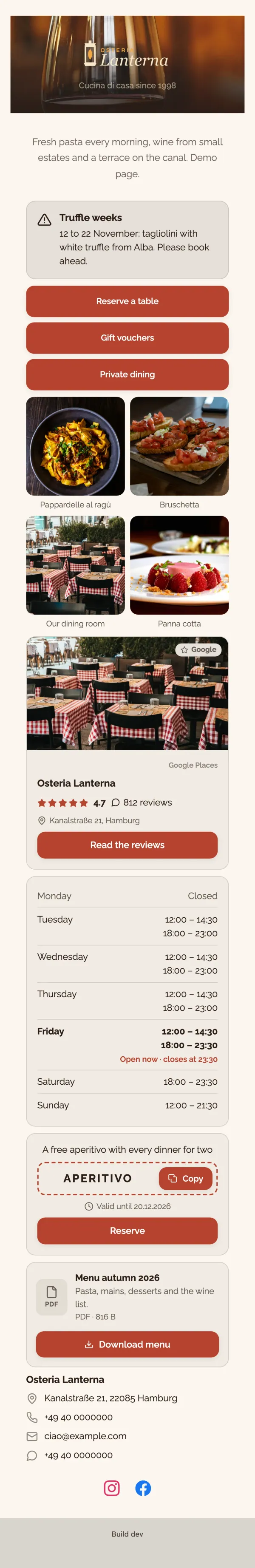 Restaurant and café: Osteria Lanterna